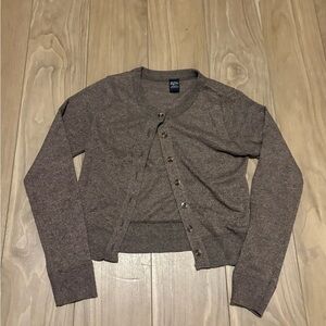 Brown Slim Button-Up Cardigan